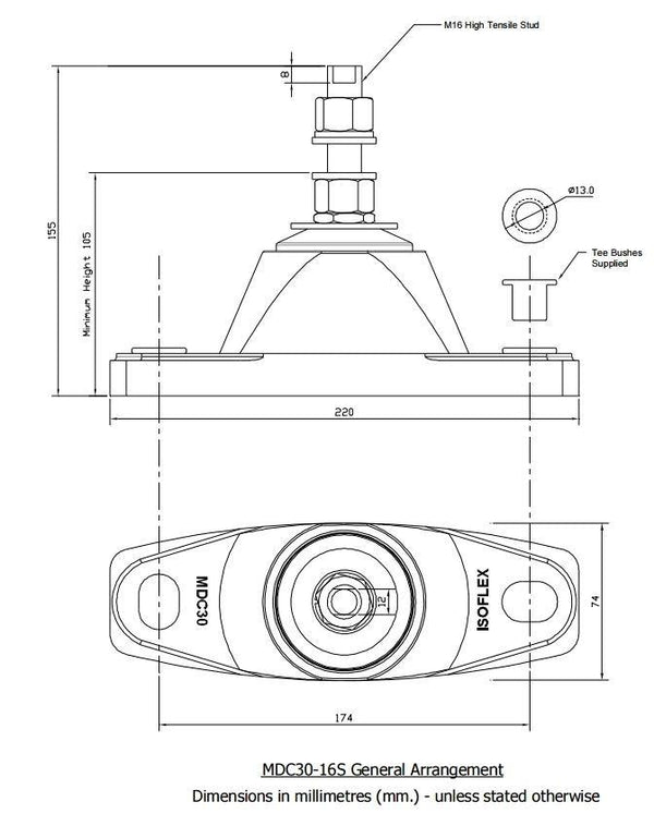 Isoflex MDC30-16S (50/50) Marine Yanmar Engine Mount