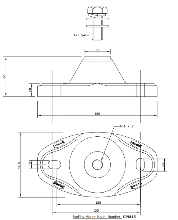 Isoflex GPM15FS-16 (75) Fail Safe General Purpose Mount